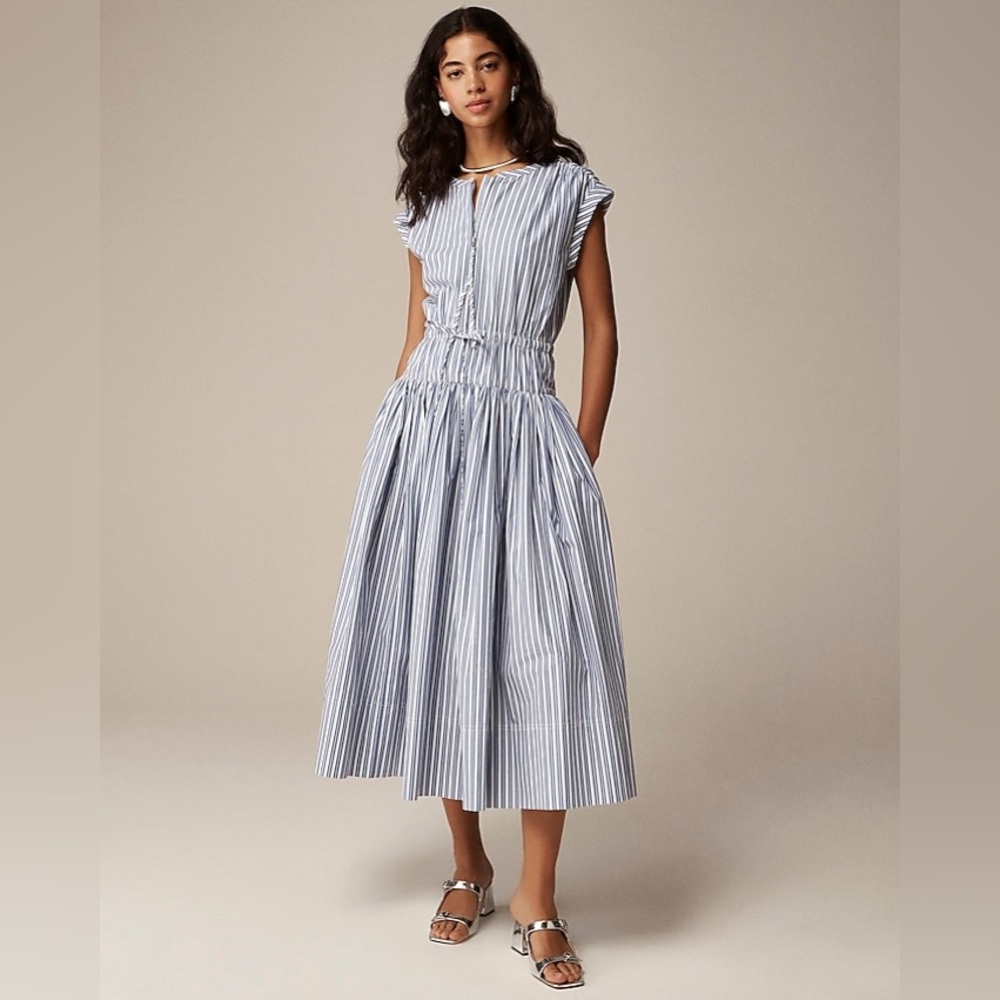 J. Crew Striped Maxi Dress in Blue and White